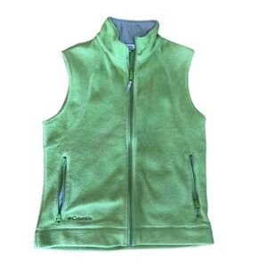 Columbia Fuzzy Light Green Zip Up Vest Women’s Size Medium